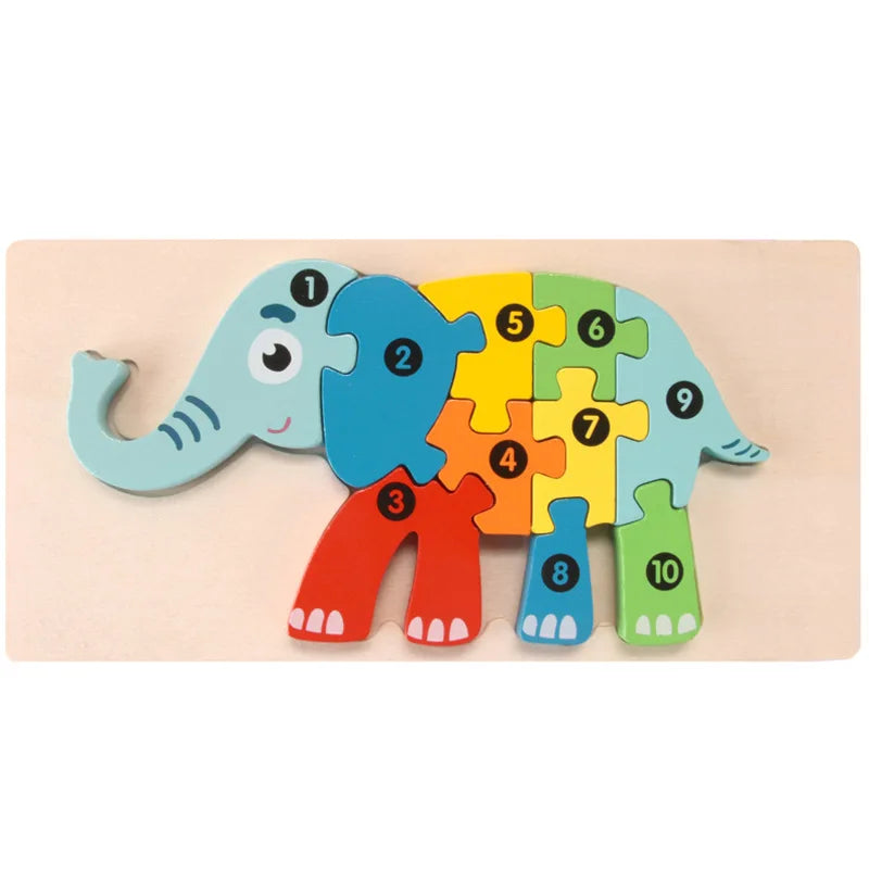 Stereoscopic Montessori Wooden Puzzle Cartoon Dinosaur Animal Shape
