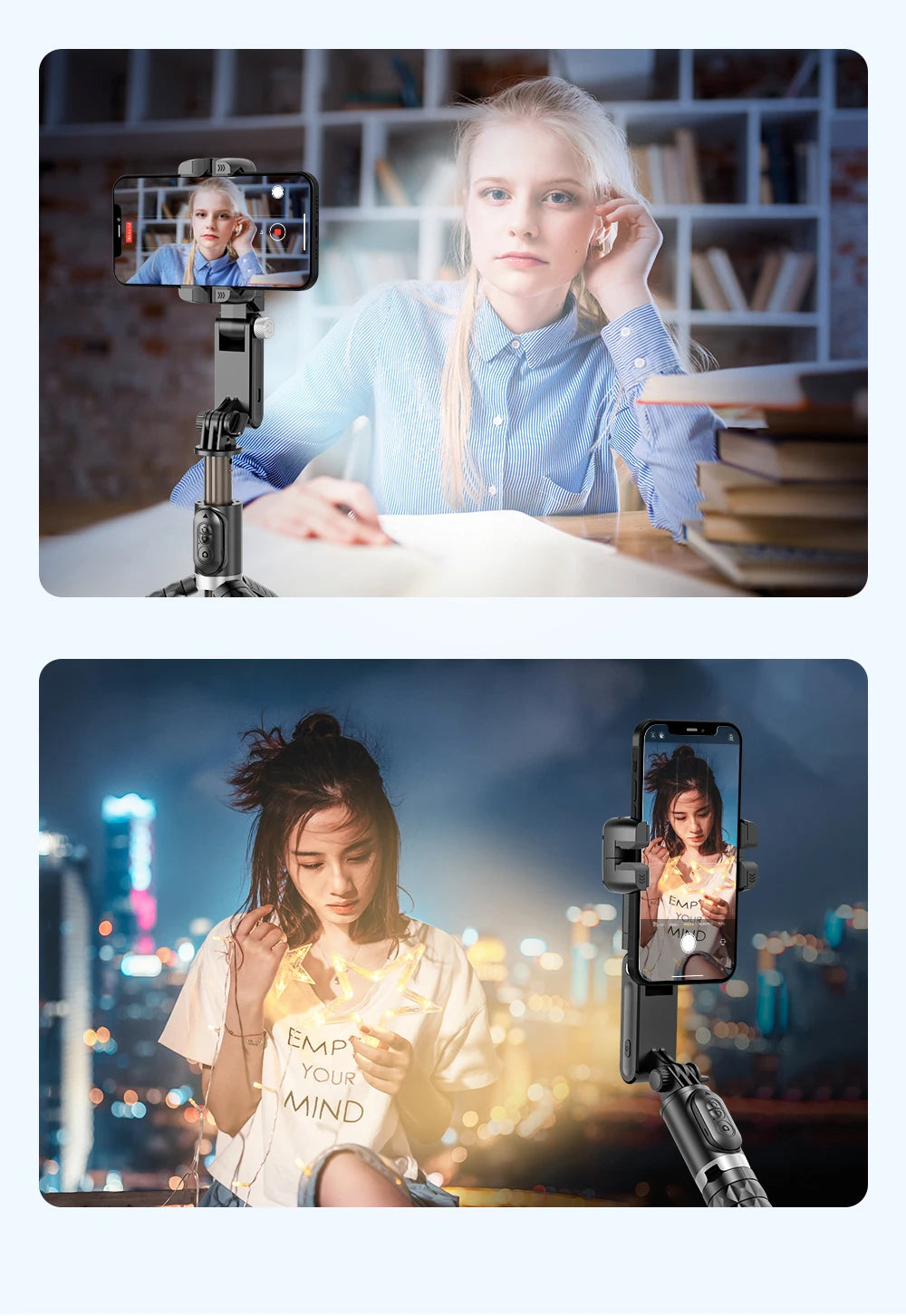 360 Rotation Following Shooting Mode Gimbal Stabilizer Selfie Stick