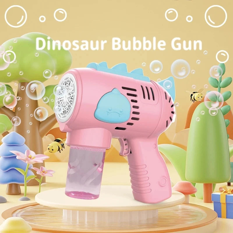 Kids Holes Electric Bubble Gun Automatic Soap Blower With Light