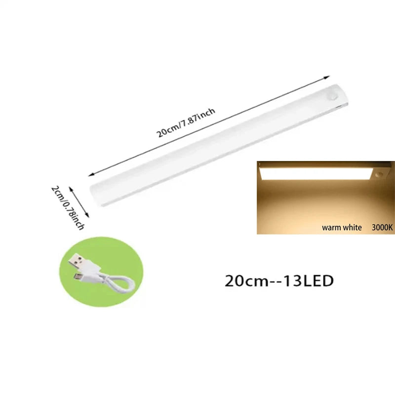 PIR Motion Sensor LED Under Cabinet Lamp Dimmable Rechargeable