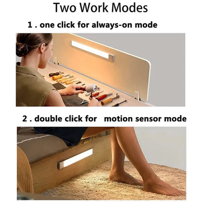 PIR Motion Sensor LED Under Cabinet Lamp Dimmable Rechargeable