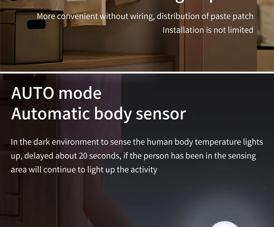 LED Under Cabinet Lights Motion Sensor Night Light Smart Lamp