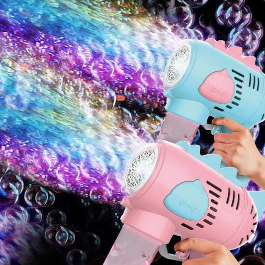 Kids Holes Electric Bubble Gun Automatic Soap Blower With Light