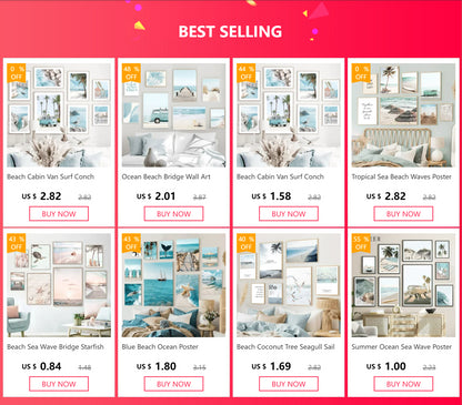 Beach Sea Ocean Poster Wall Art Canvas Painting Home Decoration
