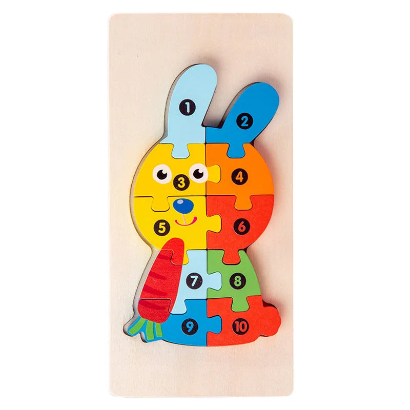 Stereoscopic Montessori Wooden Puzzle Cartoon Dinosaur Animal Shape