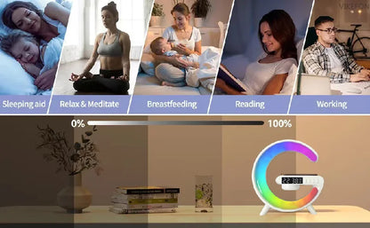 Wireless Charger Pad Stand Speaker TF Card RGB Night Light Lamp