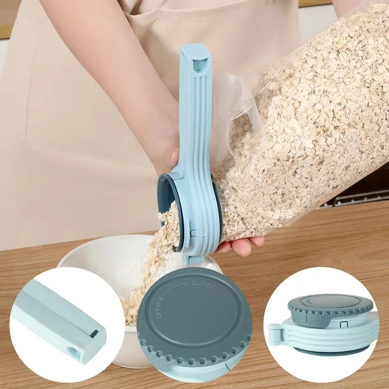 2pcs Food Storage Bag Sealing Clips Plastic Cap Sealer Clip with Pour Spouts Snack Candy Storage Keep Food Fresh Kitchen Gadgets