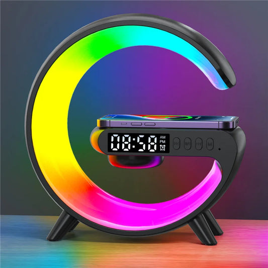 Wireless Charger Pad Stand Speaker TF Card RGB Night Light Lamp