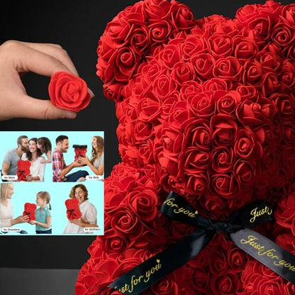 Artificial Flower Eternal Rose Teddy Bear for Gifts & Decorations