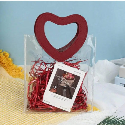Gift Bag With Heart-shaped Handles,Bridal Party,Clear Gift Bag,Heart Shape