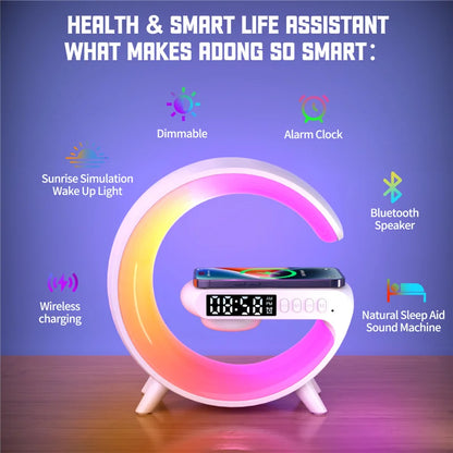 Wireless Charger Pad Stand Speaker TF Card RGB Night Light Lamp
