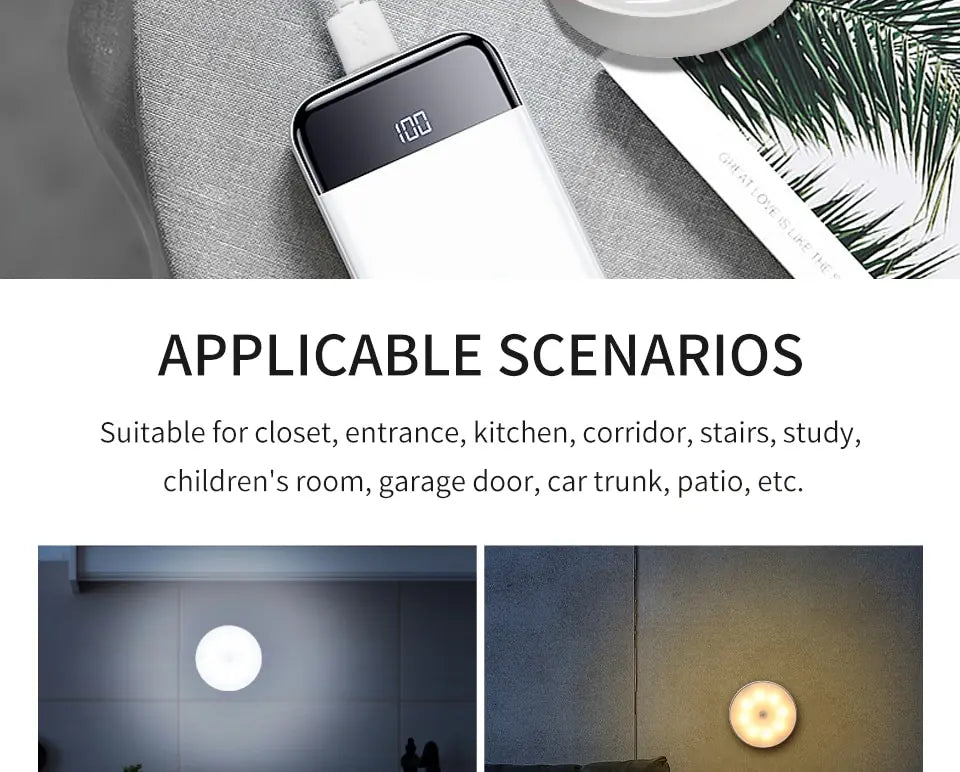 LED Under Cabinet Lights Motion Sensor Night Light Smart Lamp
