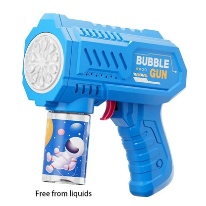 Kids Holes Electric Bubble Gun Automatic Soap Blower With Light