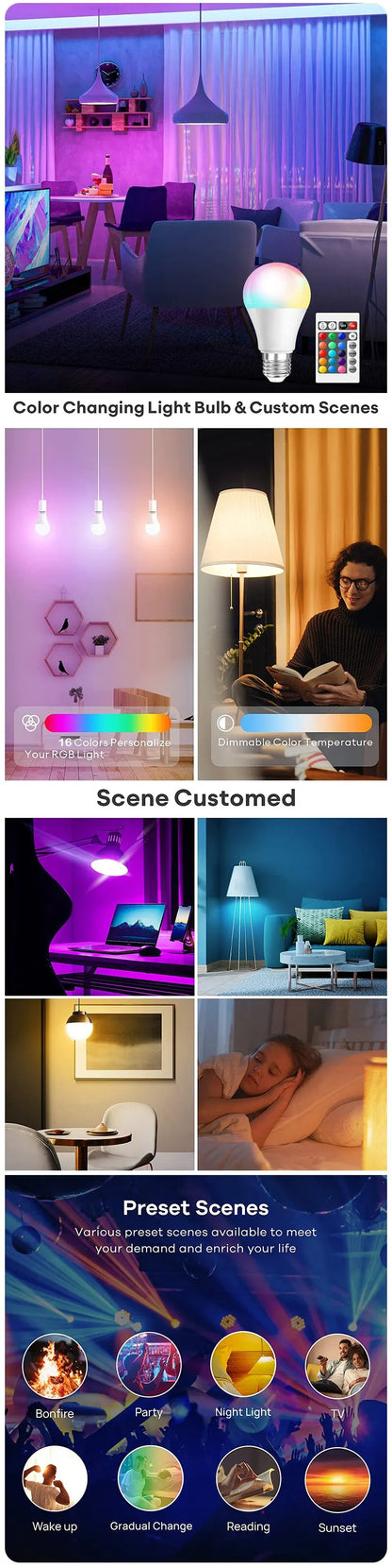 LED Bulb Household Lighting Dimmable Control Smart Lamp
